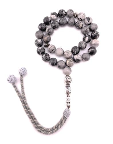 سبحة الأونيكس (Onyx) أو الرخام (Marble) الرمادي