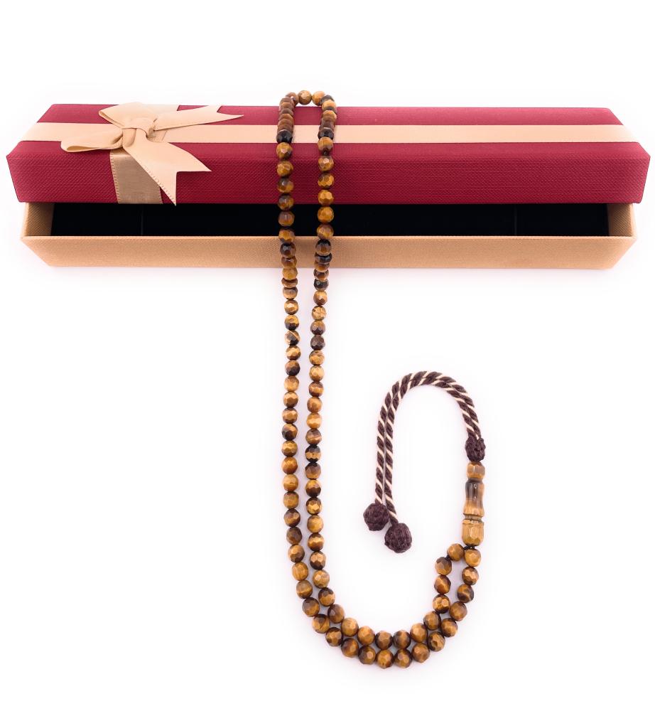 مسبحة حجر عين النمر الكريستالي (Crystal tiger eye)