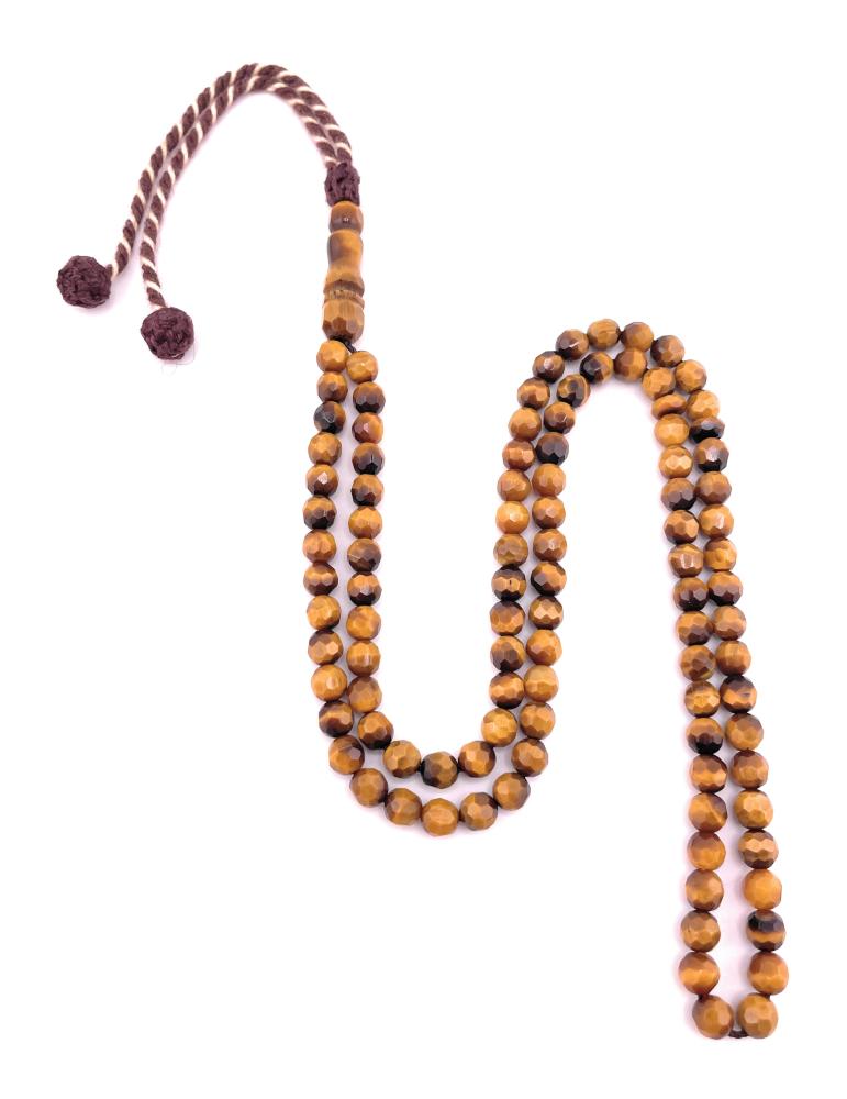 مسبحة حجر عين النمر الكريستالي (Crystal tiger eye)