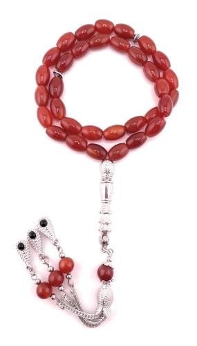 سبحة حجر العقيق الأحمر (red agate)