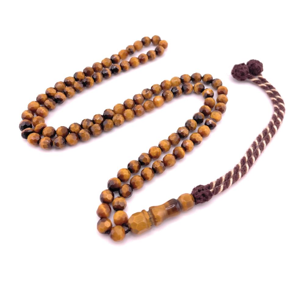 مسبحة حجر عين النمر الكريستالي (Crystal tiger eye)
