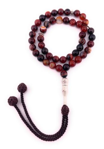 سبحة حجر العقيق الاحمر (red agate stone)