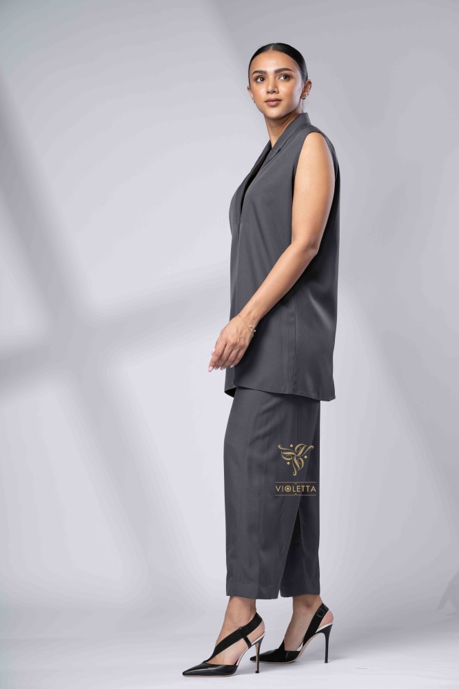 طقم قطعتين رمادي بقصة رسمية Z9025