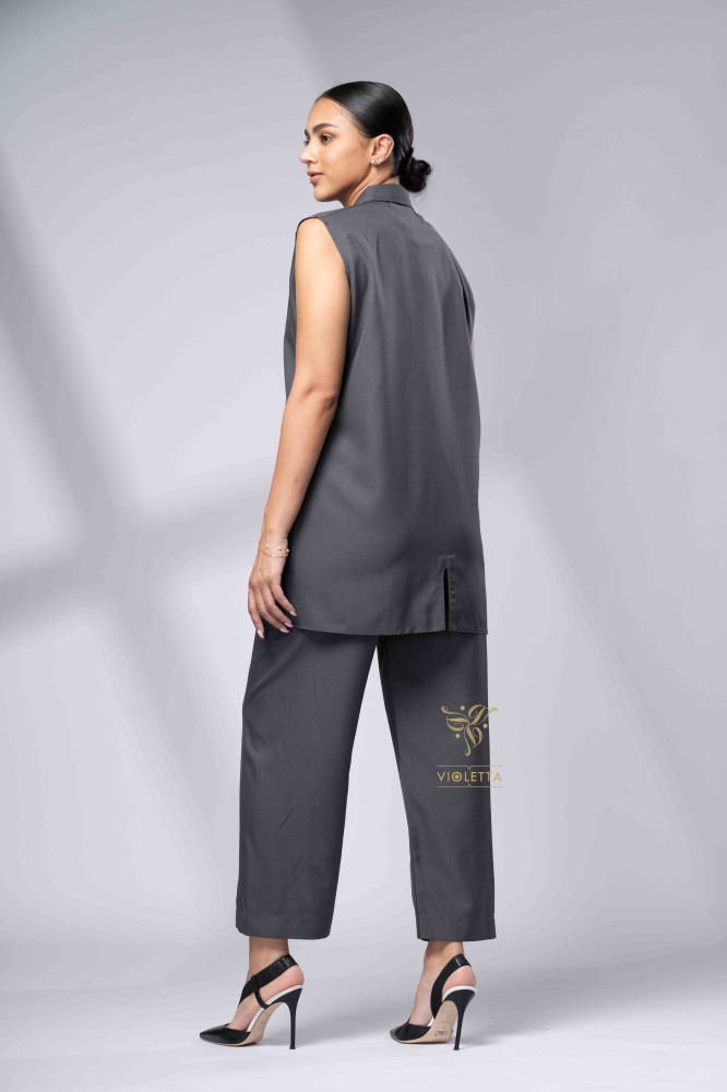 طقم قطعتين رمادي بقصة رسمية Z9025