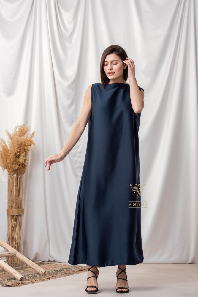 فستان حرير كحلي Z9017