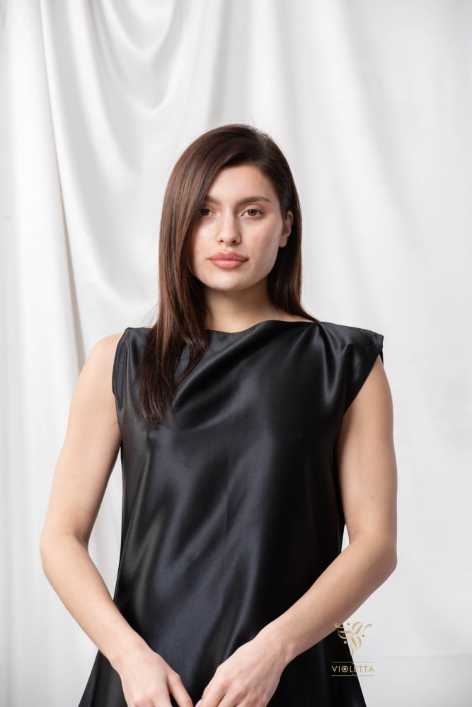 فستان حرير أسود Z9016