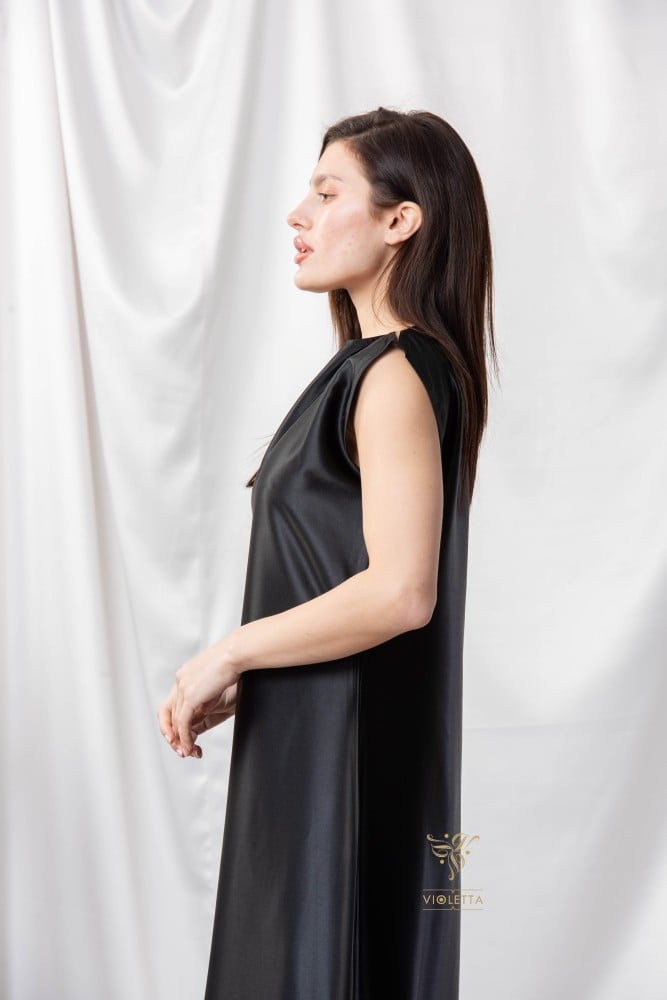 فستان حرير أسود Z9016