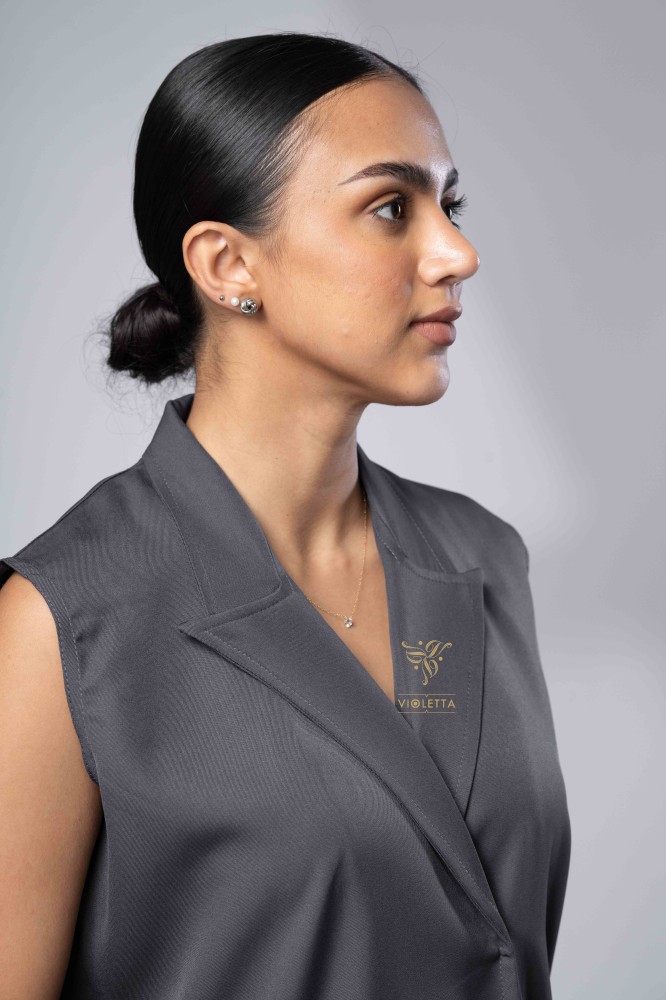 طقم قطعتين رمادي بقصة رسمية Z9025