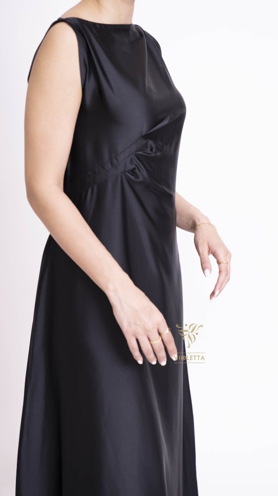 فستان تحت العبايةأسود بقصة ربع كلوش -Z9030