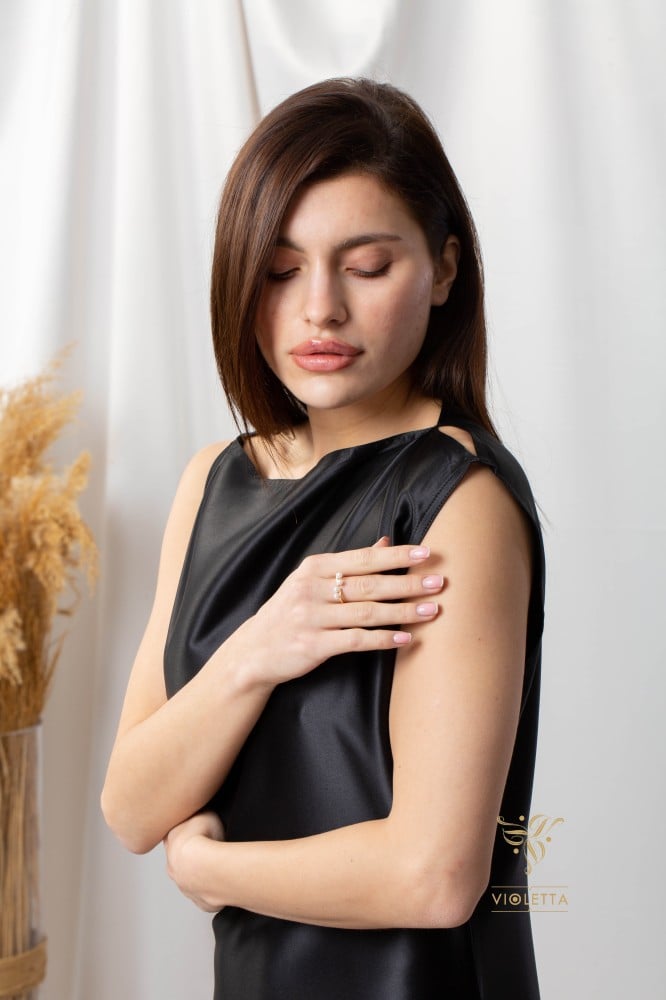 فستان حرير أسود Z9016