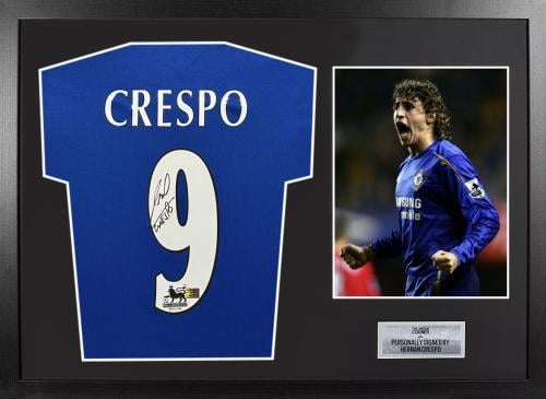 HERNAN CRESPO HAND SIGNED CHELSEA JERSEY