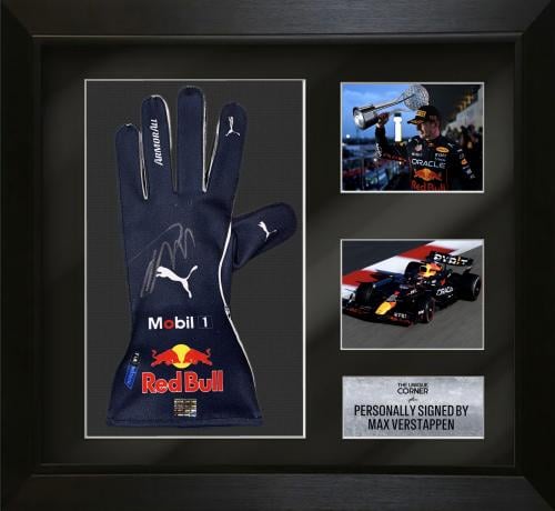 FRAMED MAX VERSTAPPEN HAND SIGNED F1 GLOVE