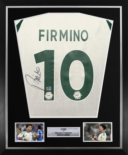 FRAMED FIRMINO HAND SIGNED ALAHLI JERSEY