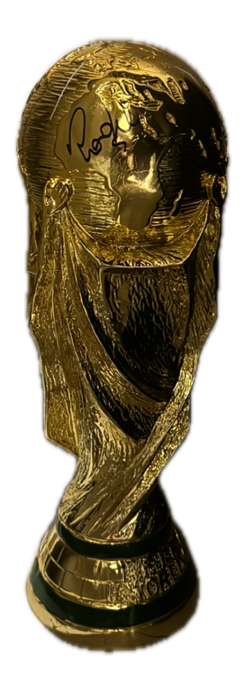 REPLICA WORLD CUP TROPHY HAND SIGNED BY RONALDO NAZARIO