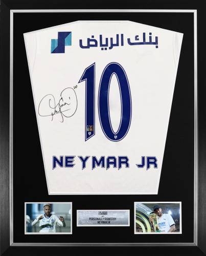 FRAMED NEYMAR JR HAND SIGNED ALHILAL JERSEY