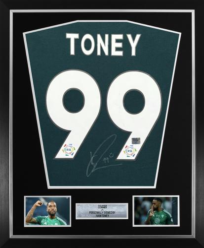 FRAMED IVAN TONEY HAND SIGNED ALAHLI JERSEY