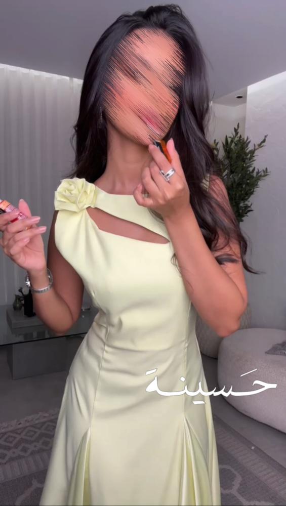 Lemon Sparkle Dress with Open Chest and Rose