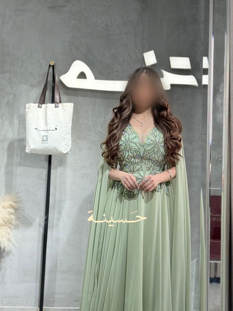Elegant light green evening dress
