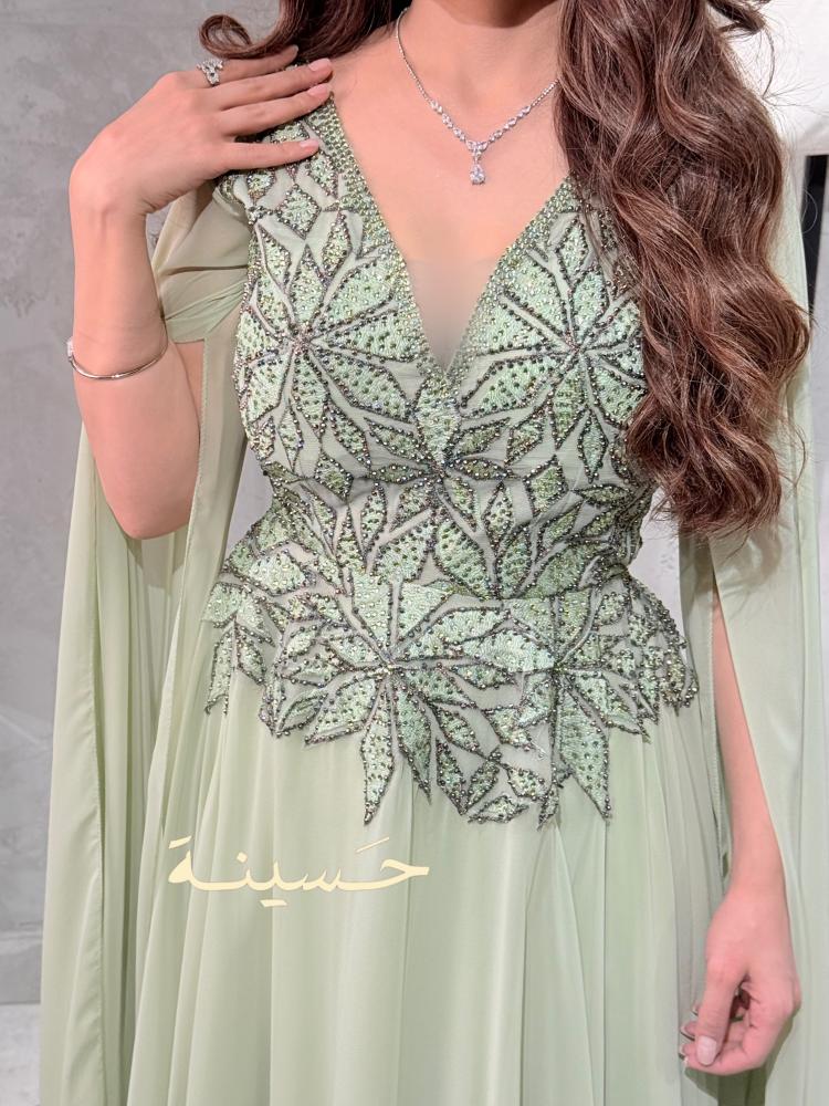 Elegant light green evening dress