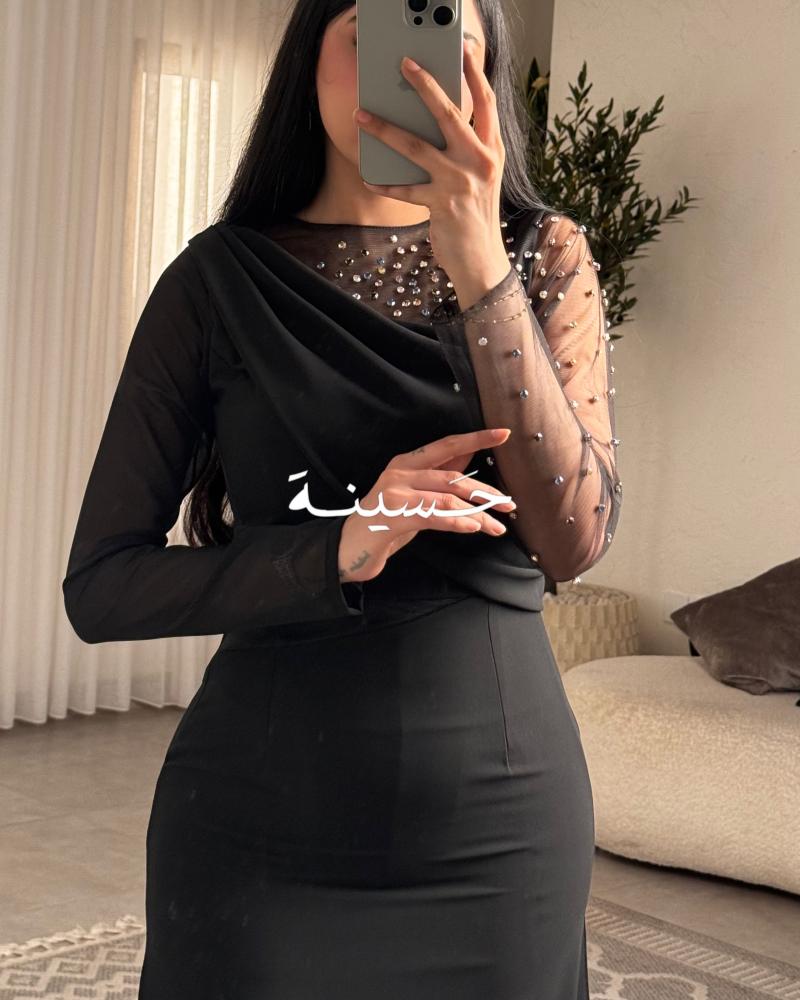 فستان كسرات بخرز