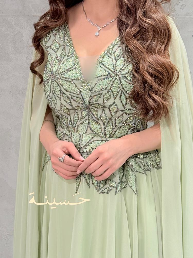 Elegant light green evening dress