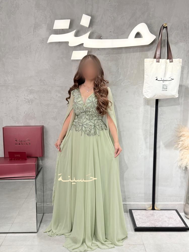Elegant light green evening dress