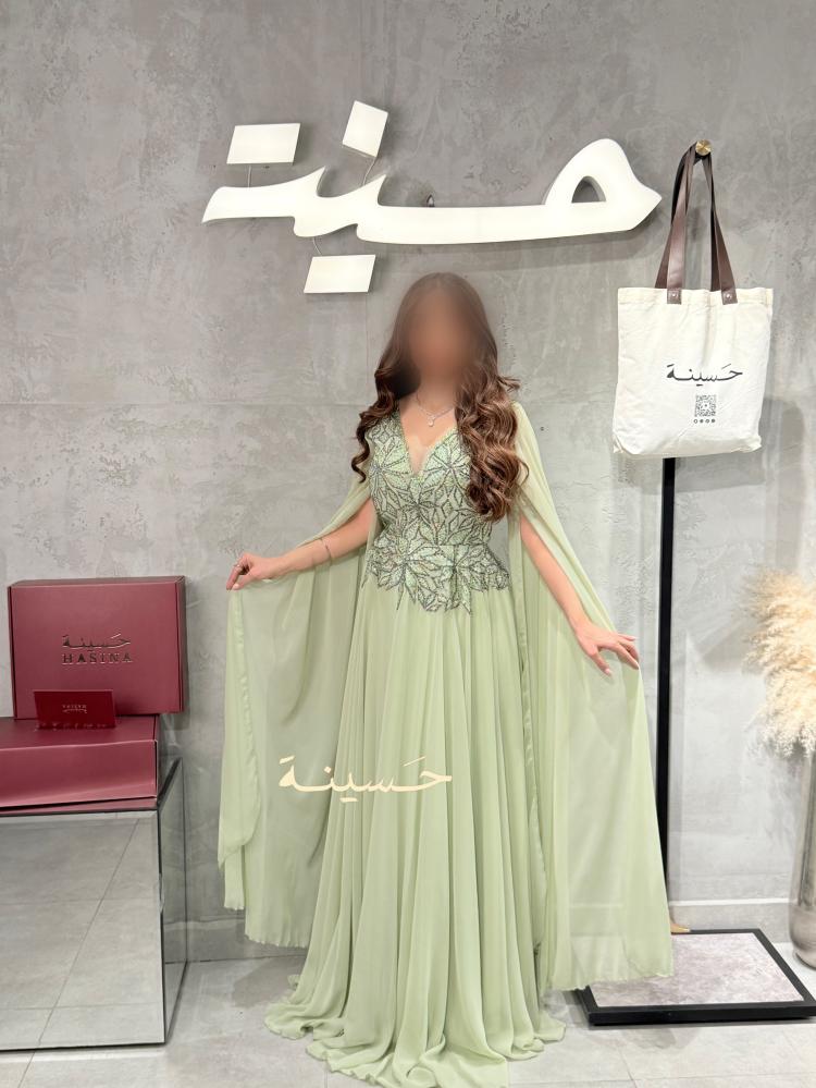 Elegant light green evening dress