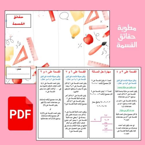 مطوية حقائق القسمة رياضيات ثالث الفصل الدراسي الثا...