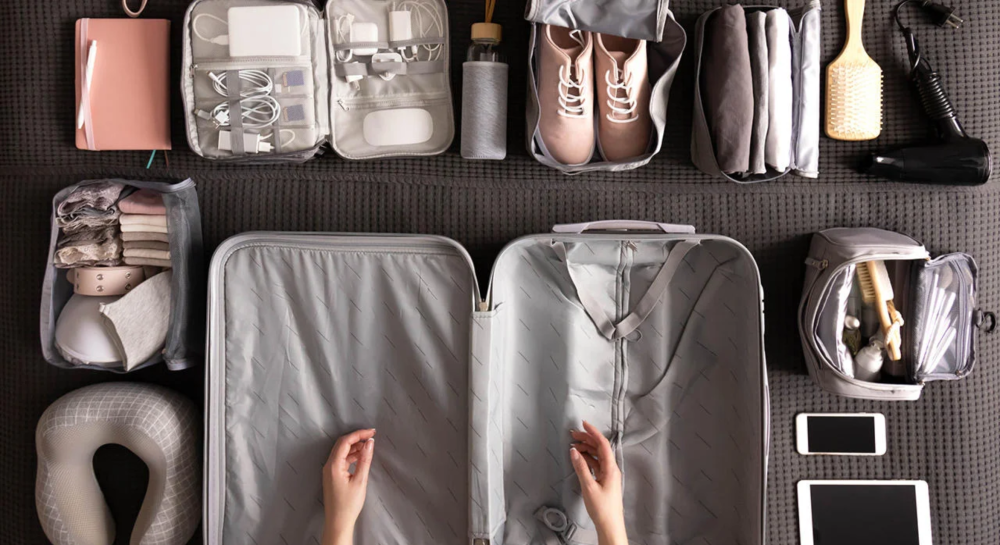 Essential travel gear: travel organizers, travel neck pillow, and essential accessories we provide to make your trip easier.
