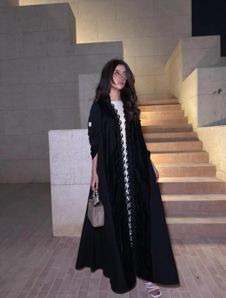 Korean velvet abaya with linen