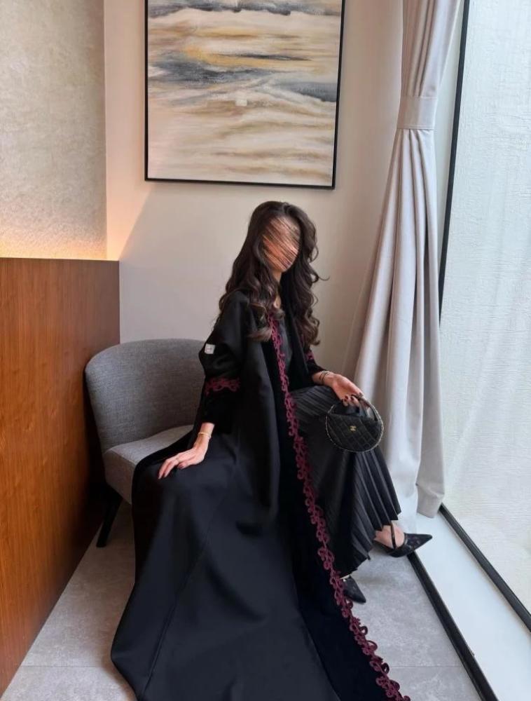 Korean velvet abaya with linen