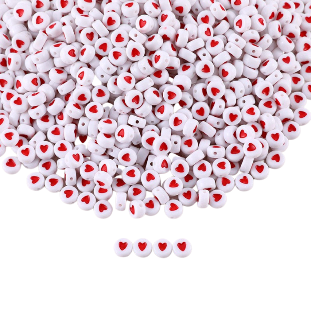 خرز قلب احمر دائرى