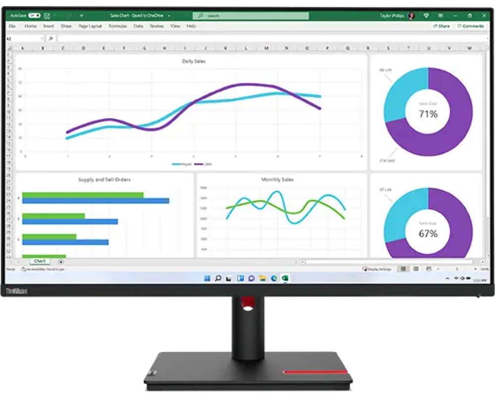 شاشة لينوفو ThinkVision T32h-30, اكيو اتش دي, 31,5بوصة, 60هيرتز, 4مللي, نوع اللوحةIPS