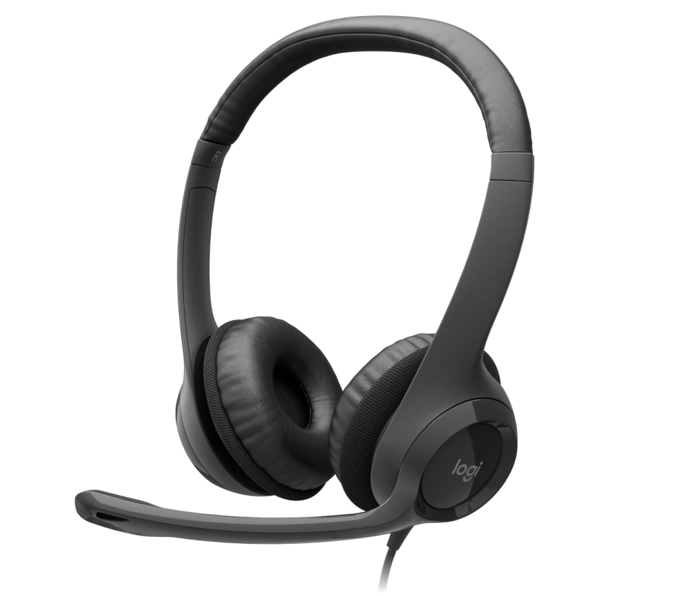 Logitech H390 Wired Headset for PC/Laptop, Stereo Headphones with Noise Cancelling Microphone, USB Type-A Interface, In-Line Controls, Works with Chromebook - Black | 981-000406