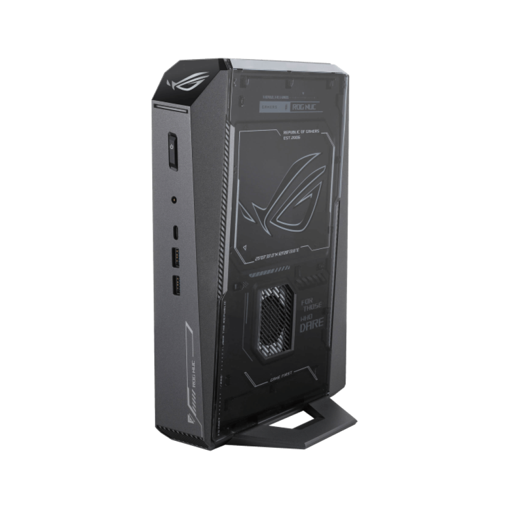 كمبيوتر ألعاب صغير ASUS ROG NUC (2025)، معالج Intel Core Ultra 9 275HX، ذاكرة وصول عشوائي (RAM) سعة 32 جيجابايت (2x16)، قرص SSD سعة 1 تيرابايت، معالج رسومات GeForce RTX 5070 Ti، نظام تشغيل ويندوز 11 هوم، أسود| 90AS00I1-M000D0