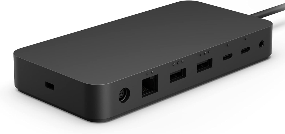 مايكروسوفت قاعدة ثاندربولت 4 من سيرفس تدعم اجهزة ثاندربولت 4 ويو اس بي 4، مزدوجة 4K/60Hz، نقل البيانات، 8 وصلات، تمرير طاقة 96 واط، اسود