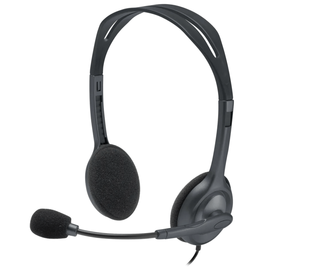 Logitech H111 Stereo Headphones, Bi-directional Microphones Type, Adjustable Headband, 1.3m Cable Length, 3.5mm Audio Jack, Black | 981-000593