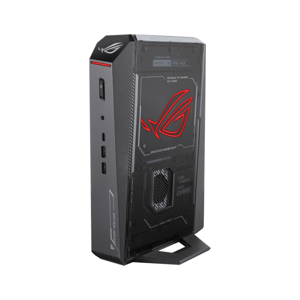 كمبيوتر ألعاب صغير ASUS ROG NUC (2025)، معالج Intel Core Ultra 9 275HX، ذاكرة وصول عشوائي (RAM) سعة 32 جيجابايت (2x16)، قرص SSD سعة 1 تيرابايت، معالج رسومات GeForce RTX 5070 Ti، نظام تشغيل ويندوز 11 هوم، أسود| 90AS00I1-M000D0