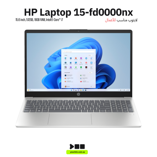 كمبيوتر محمول اتش بي 15 fd0000nx بشاشة 15.6 بوصة F...