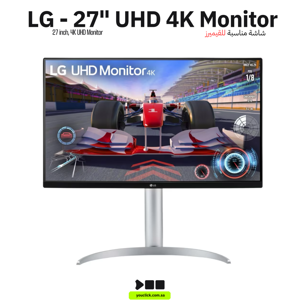 LG 27-Inch VA UHD 4K 144Hz HDR With Speaker, Gaming White Monitor - 27UQ750  - Youclick Your Setup Ready