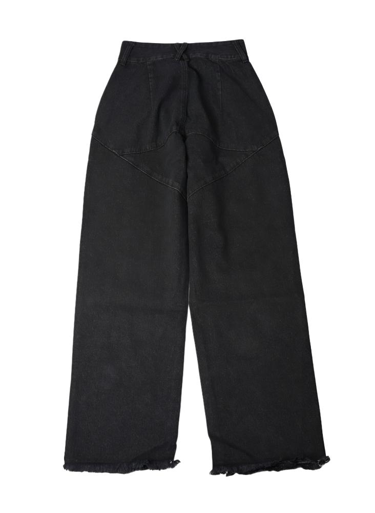 UNISEX WIDE-LEG PANTS - BLACK