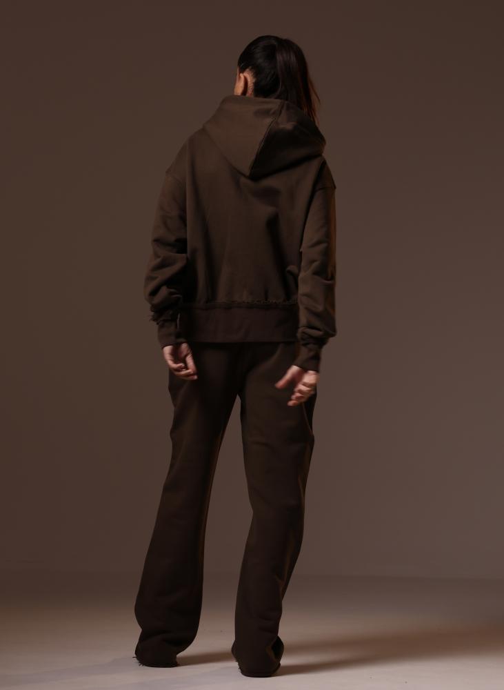 جاكيت واسع بسحاب للجنسين - بني