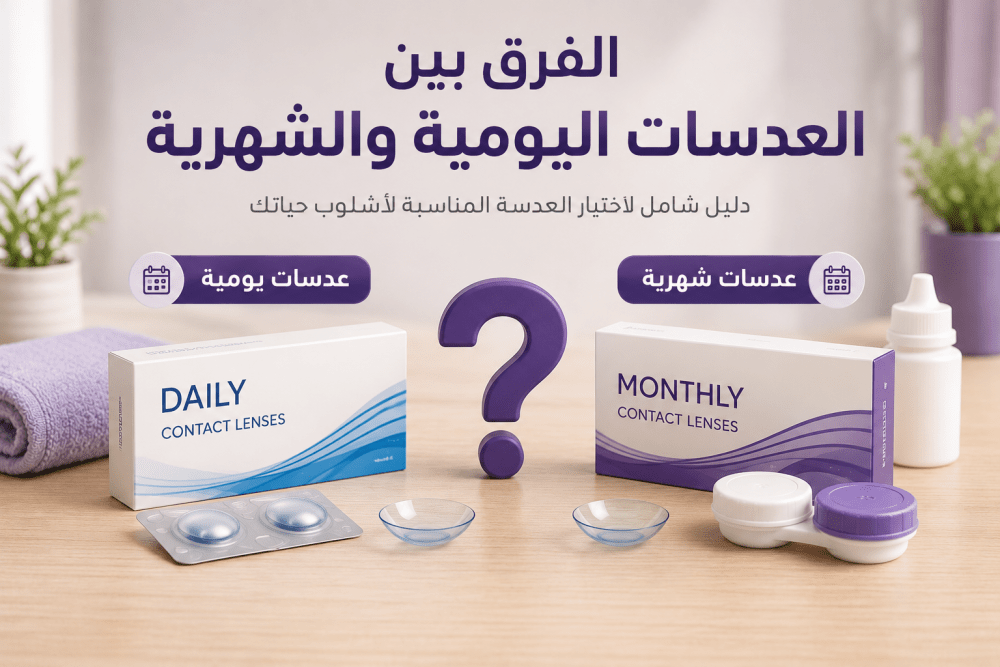 الفرق بين العدسات اليومية والشهرية.