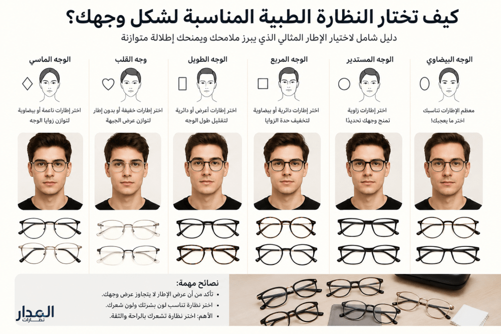 كيف تختار النظارة الطبية المناسبة لشكل وجهك؟ دليل شامل