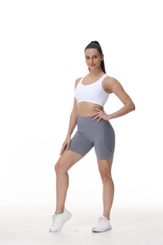 Smiley face hip-shaping leggings with crescent-shaped side panels - fitness shorts