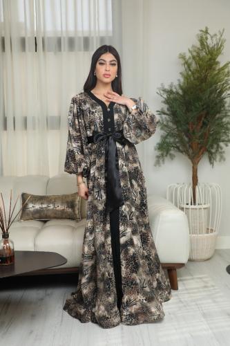 فستان اسود تايجر طويل