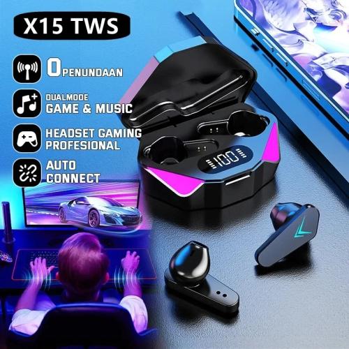 X15 TWS سماعة رأس لاسلكية بلوتوث للألعاب مع ميكروف...