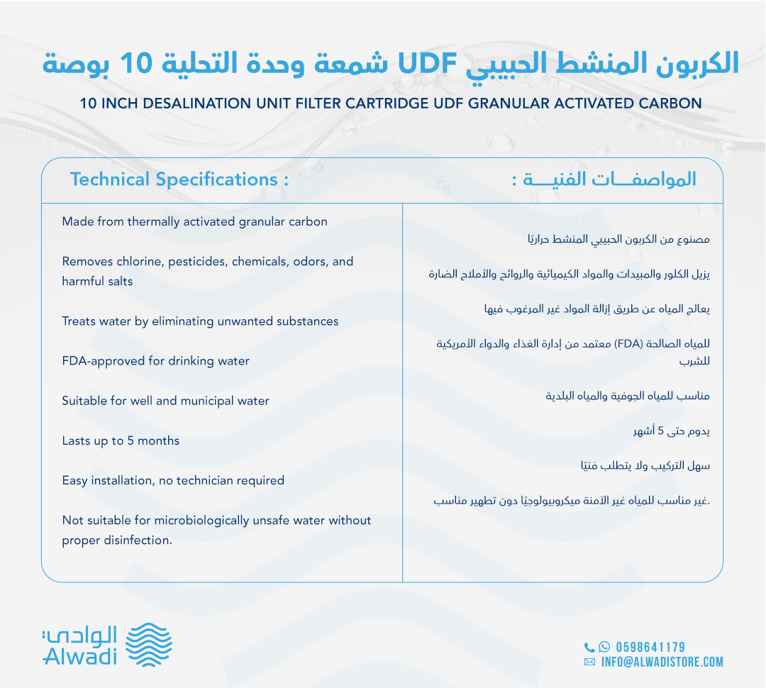 شمعة وحدة التحلية 10 بوصة UDF تحتوي على كربون منشط حبيبي فعالة في إزال