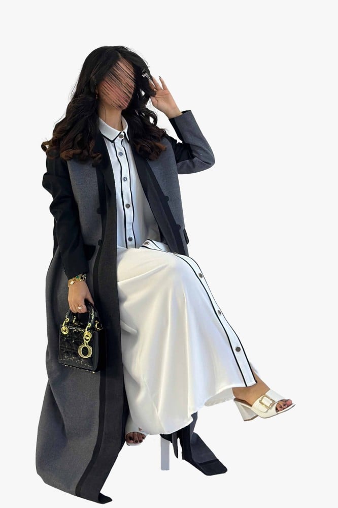 بليزر نسائي رسمي - مزيج بين الرمادي الغامق والرمادي الفاتح والاسود