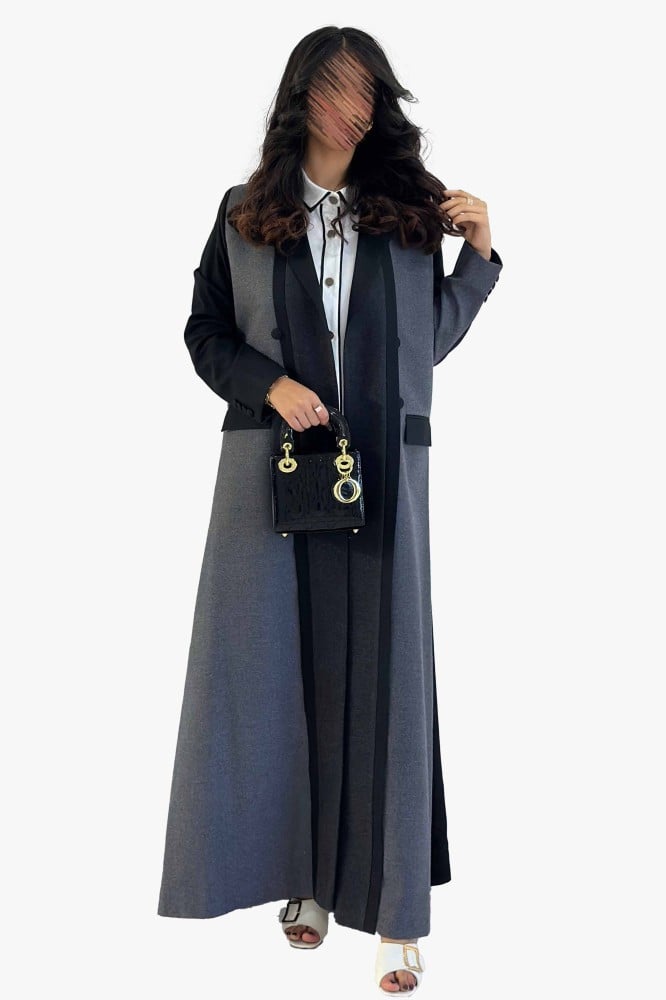 بليزر نسائي رسمي - مزيج بين الرمادي الغامق والرمادي الفاتح والاسود